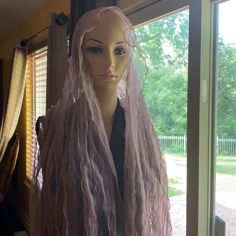 Taupe pink head or neck scarf 100%silk